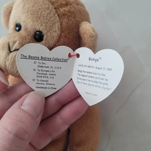 Y2K Bongo Monkey 1995 Retired TY Beanie Baby Stamp Inside Tush Tag - Picture 8 of 8